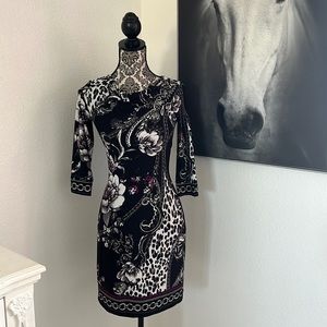 White House Black Market dress Color: black and white with some purple